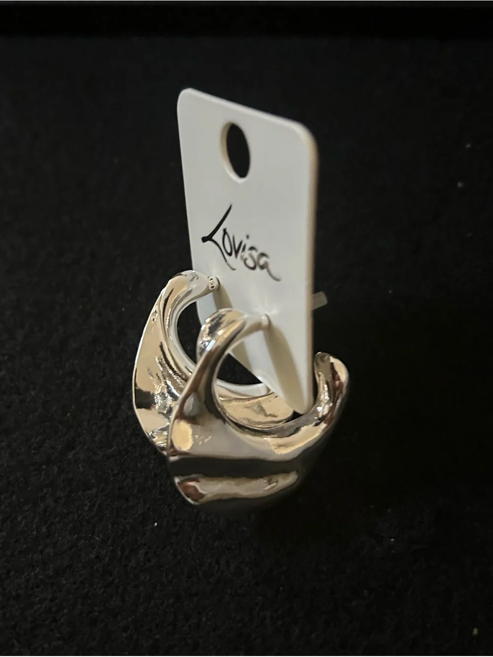 Lovisa Silver Tone Sculpted Hoop Earrings NWOT